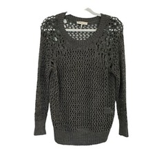 Sandro Paris Grey Open Mesh Knit Crochet Desi...