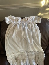 Gown-Christening Lace Gown Pin Tuck Long Baby Dress HANDMADE WHITE OR Doll Dress