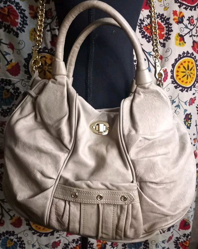 Sabina of New York Toupe Leather Crossbody/ Handbag, Large - Picture 2 of 18