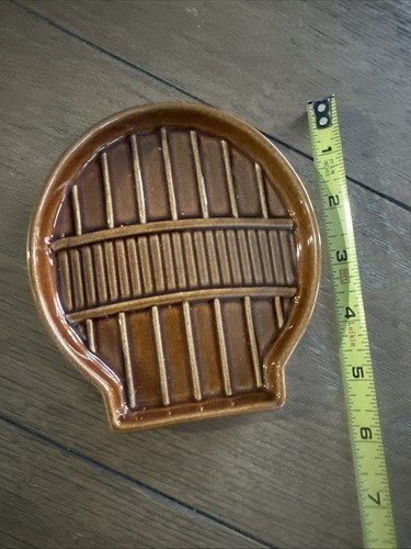Vtg Spoon Rest Wine Bottle Coaster Cottagecore Brown Tender Heart Treasure 4 5/8 - Picture 2 of 7