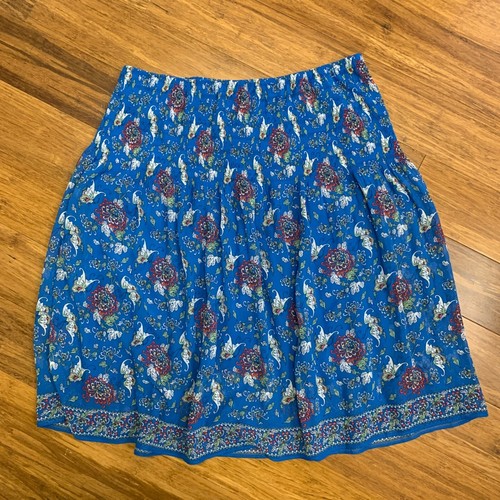 Max Studio Floral Print Skirt Womens Size Small Blue Elastic Waist Casual Summer - Picture 3 of 6