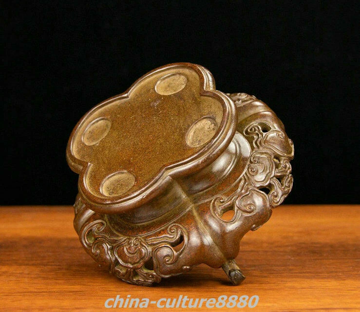 Quemador de incienso dragón de 3 capas bronce puro dinastía China antigua de 22,5 cm Foto 4 de 4