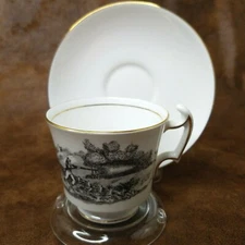 Royal Chelsea Shooting Demitasse Tea Cup Saucer Bone China England Bewick VTG