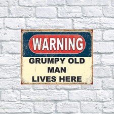 Warning Grumpy Old Man, Retro tin sign retro art decor gift Home Decor