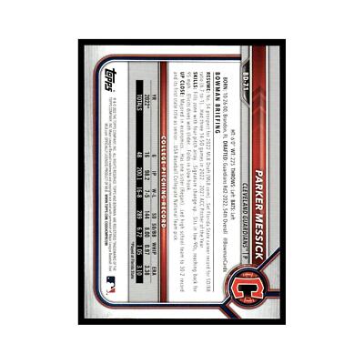 Parker Messick 2022 Bowman Draft #BD-71 Cleveland Guardians