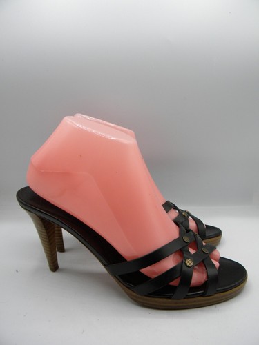 Sergio Rossi Dark Brown Leather Studded Slide Heel Sandal EU 39.5 US 9 RP $495 - Picture 2 of 14
