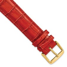 DeBeer 20mm Long Red Crocodile-Style Grain Chrono Gold-tone Buckle Watch Band