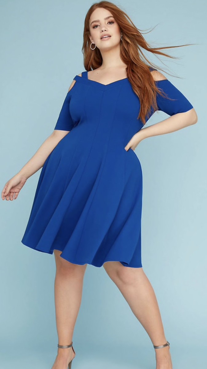 lane bryant formal dresses for weddings NWT Plus Blue STRAPPY Cold Shoulder Flare Party Wedding Dress Sz 22 Style-Color-Dim:AP1D106656_AK371_M
