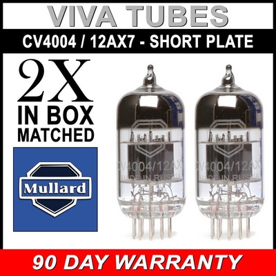 New Gain Matched Pair (2) Mullard Reissue CV4004 / 12AX7 Low Noise Vacuum Tubes
