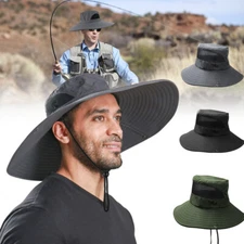 Men Women Wide Brim Sun Hat w/Neck Flap Foldable UPF 50+UV Protection Summer Cap