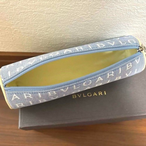 BVLGARI Denim Pen Case Zipper Blue - Picture 3 of 5