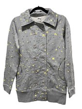 Stussy Girls (junior) Grey Double Breasted Button Up Grey Peacoat Size Small Nwt