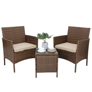 Patio Porch Furniture Sets 3 Pieces Pe Rattan Wicker Chairs W Table Ebay