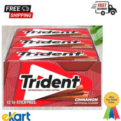 Trident Cinnamon Sugar Free Gum, 12 Packs of 14 Pieces (168 Total Pieces)