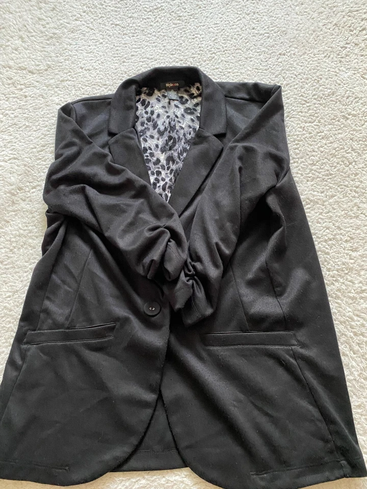 Style&co. Women 3/4 Sleeve Jacket Black Size XL - Image 2 of 4