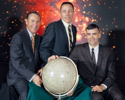 Color 8x10 photo of the Apollo 13 Crew Lovell Jr, Swigert Jr & Haise Jr.