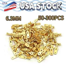 Male Spade Quick Splice Crimp Terminals 6.3mm Connector Non Insulated 300-50Pcs