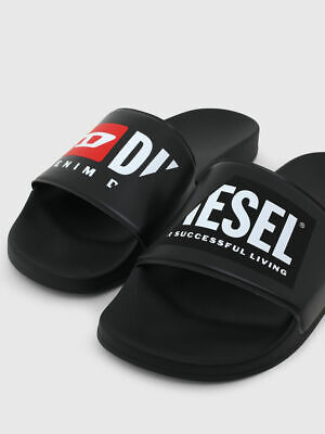 Diesel Jeans SA-MAYEMI P Pool slides double logo Slippers Black Red | eBay
