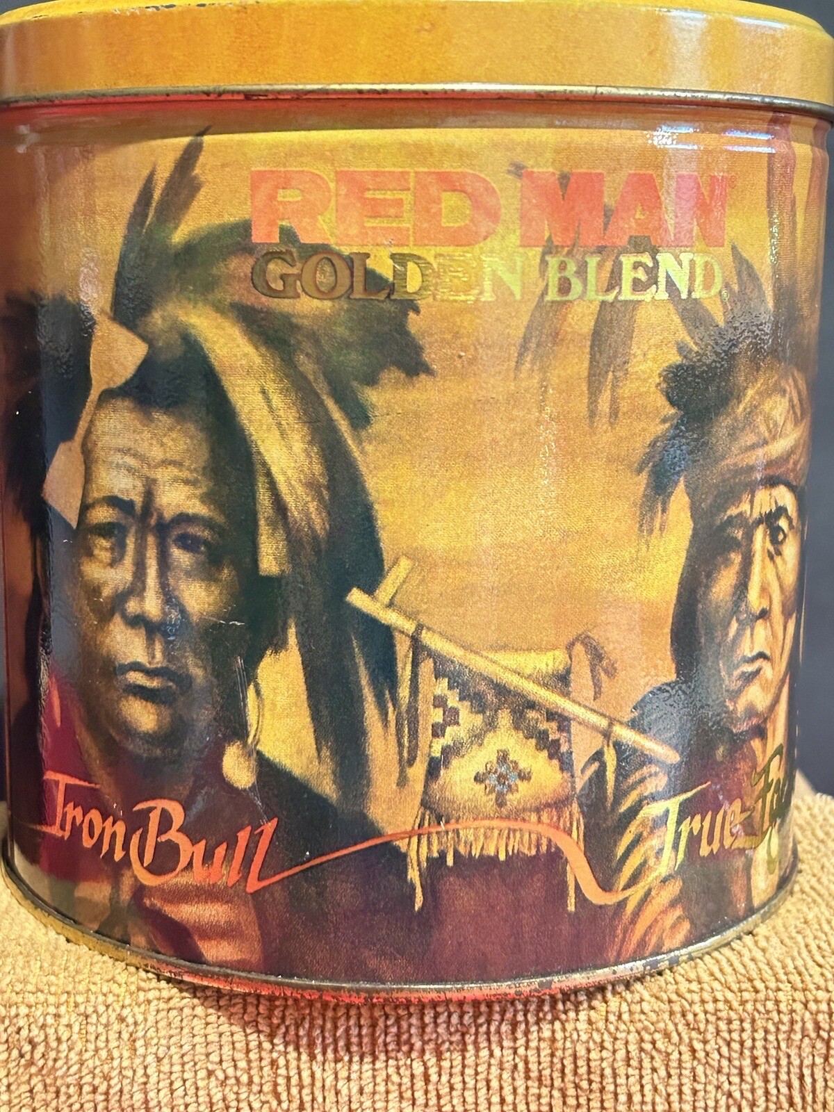 VTG RED Man Golden Blend Limited Edition 1988 Tobacco Tin Can Beautiful