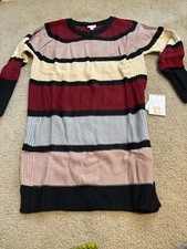 Lularoe Lauren Sweater Dress Size XS Striped B/W Red Block Soft Comfy New