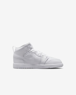 Genuine Nike Air Jordan 1 Mid (PS) Triple White Trainers UK2