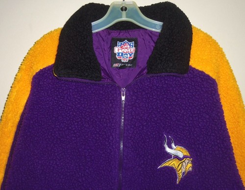 VTG 90's MINNESOTA VIKINGS NFL GAME DAY THROWBACK SHERPA FULL ZIP JACKET XL RARE - Picture 3 of 9