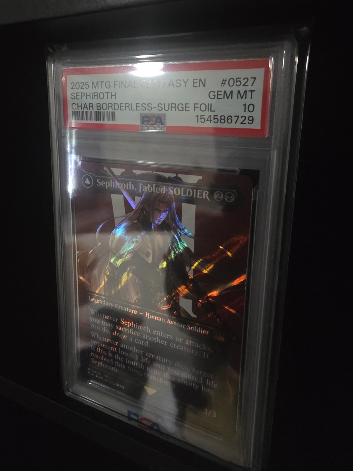 PSA 10 Sephiroth, Fabled SOLDIER (Borderless) (Surge Foil) Final Fantasy Foil view 2