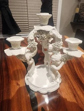 Vintage Capodimonte Italian Porcelain Cherubs Floral  Candelabra