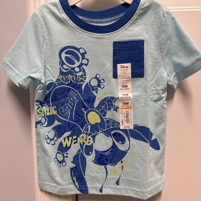 NWT Jumping Beans Baby Boy 18M ~ Blue Stitch Disney Short Sleeve Pocket Tshirt