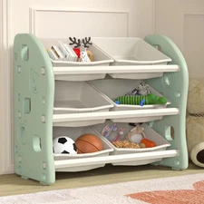 Bruce & Shark Kids Toy Organizers and Storage with 6 Removable Plastic Bins,