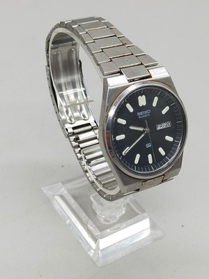 Vintage Seiko Herren Uhr   Klassisch mit Schwarzem Zifferblatt