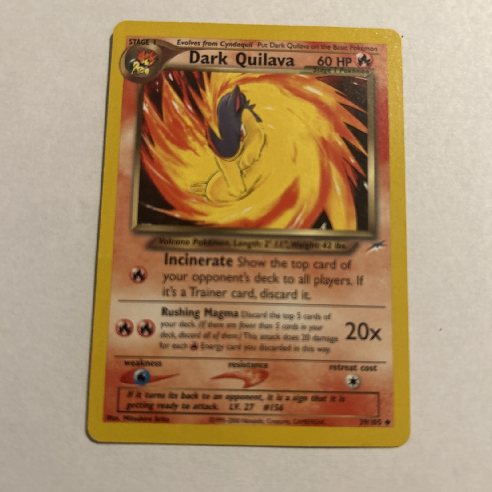 Dark Quilava 1st Edition 39/105 Neo Destiny Vintage Pokemon Card WOTC TCG