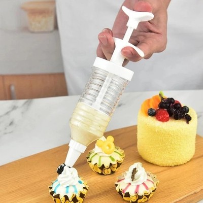 8 Stück Kunststoff Creme Glasur Düsen mit Spritze Gebäck Kuchen Dekorieren Werkzeug