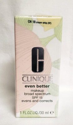 Clinique CN 18 Cream Whip (VF) Even Better Makeup SPF 15 New Sealed Box