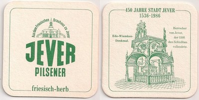 Jever Frisian brewery - old beer mat ''450 years - Edo Wiemken monument''
