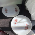 Anchor Hocking Fire King Saucers, Primrose Milk Glass, Floral- Vintage, Set of 2