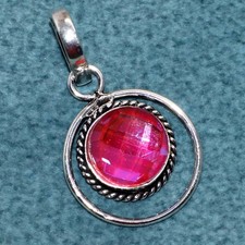 Pink Aqua Mystic 925 Silver Plated Pendant 1.4" Festive Gifts Fashion Sale JW