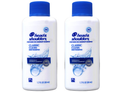 Head & Shoulders Classic Clean Dandruff Shampoo Travel Size 1.7 Fl Oz  2 Pack