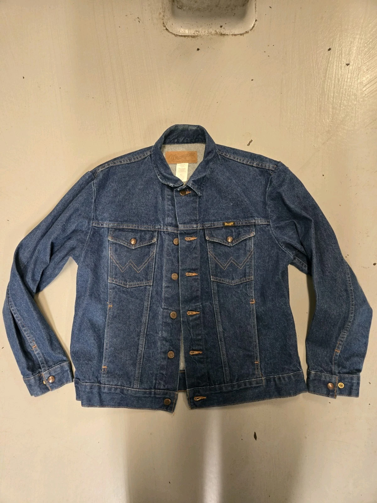 Vintage Wrangler Denim Jacket Mens Large Blue Authentic Western Trucker M-159