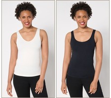 Breezies Cooling Comfort Seamless Reversible Cami Set of 2 Black/White L New