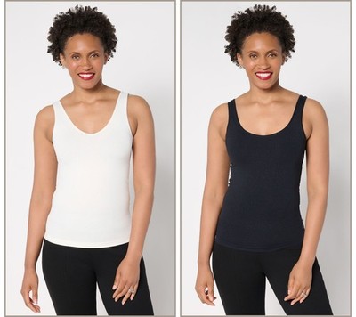 Breezies Cooling Comfort Seamless Reversible Cami Set of 2 Black/White L New