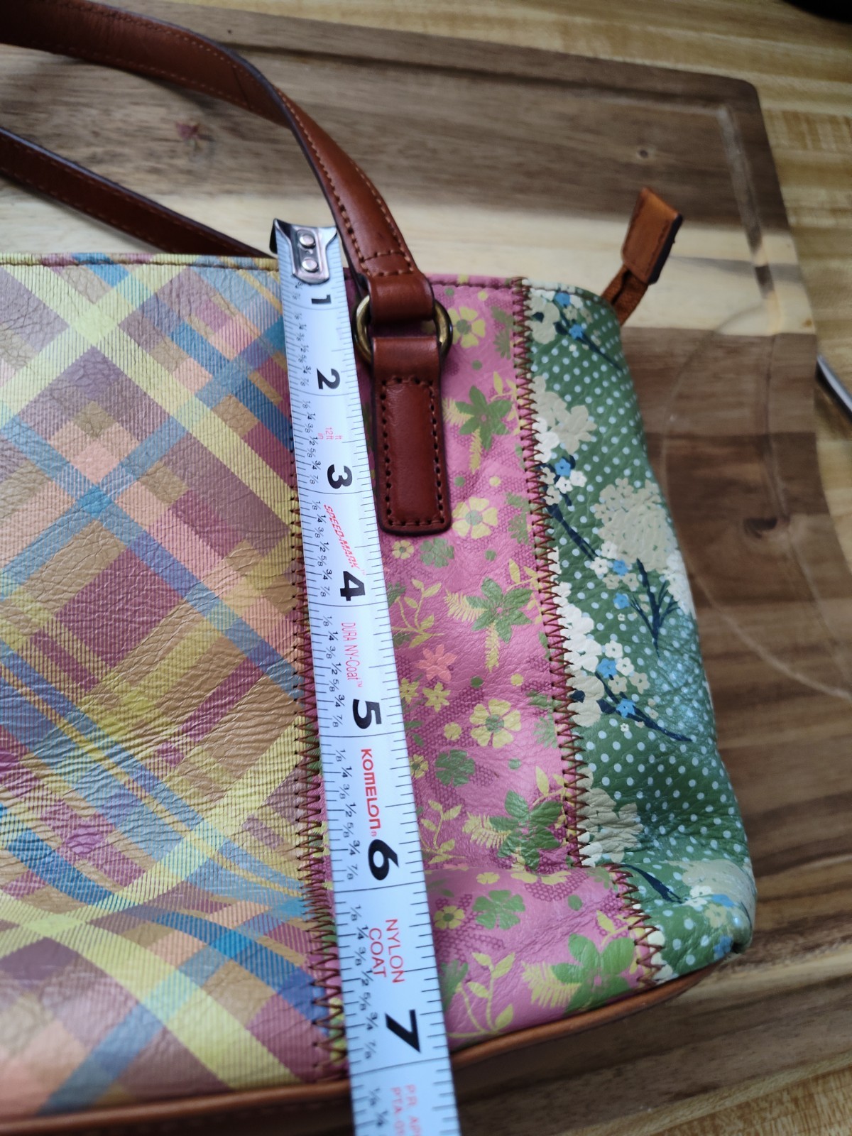 Fossil Floral Patchwork Style Midsize Handbag Dou… - image 12