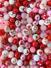 50 Qty 16mm Valentine Mixed Acrylic Beads, Bubblegum Beads, Chunky Beads