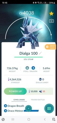 Dialga ( Maxed Out To Level 40 ) Pokemon Tr@de Go