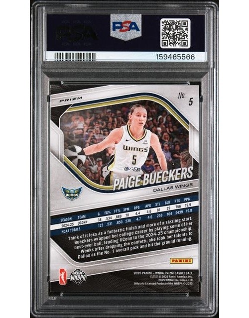 Paige Bueckers [Ice] #5 - 2025 Panini Prizm WNBA Basketball PSA 10 view 2