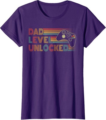 Funny New Dad Level Unlocked Gaming Gamer Ladies' Crewneck T-Shirt