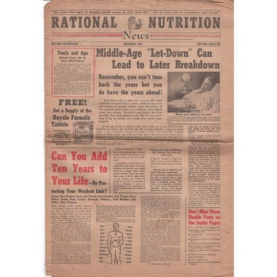 Rational Nutrition News Summer 1955 Health Wellness Diet  Newspaper Vintage