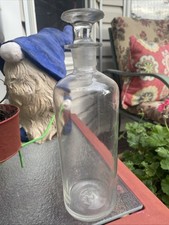 BONITA BOTELLA DE BOTICARIO PONTIL ABIERTA CON TAPÓN DE TIERRA ERA DE 1860
