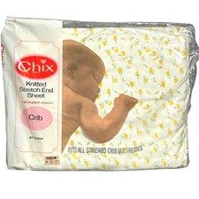 Vintage Dundee cotton crib sheet NWT fitted elastic yellow floral 70s made USA