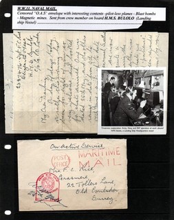 GB KGV1 WWII NAVAL MAIL COVER FROM H.M.S. BULOLO INTERESTING CONTENT